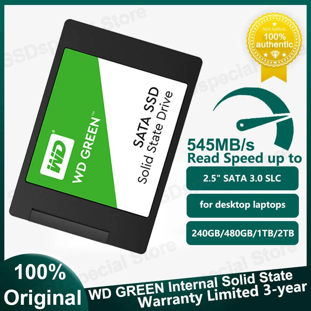   WD GREEN SATA3 2.5 ġ SLC SSD, 240GB, 480GB, 1TB, 2TB ũ ϵ ̺, Ʈ ũž, 2.5 ġ б ӵ 545 MB/s
